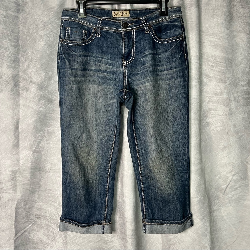Earl Jean Denim Rolled Cuff Capris - size 8